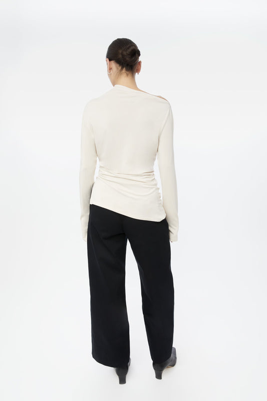 Modal Asymmetric Knit Top - dāl the label-Ivory