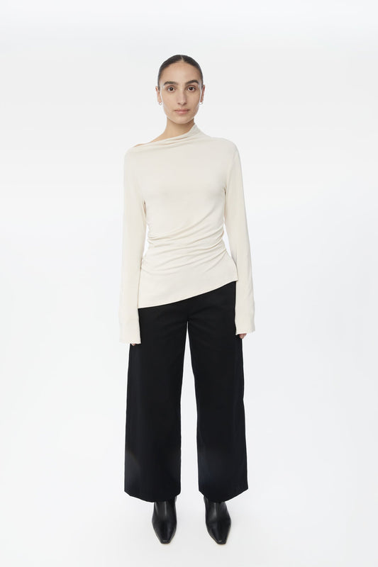 Modal Asymmetric Knit Top - dāl the label-Ivory