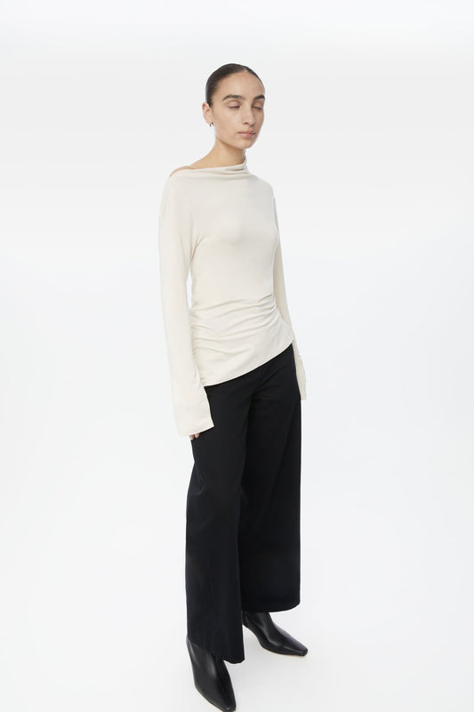 Modal Asymmetric Knit Top - dāl the label-Ivory