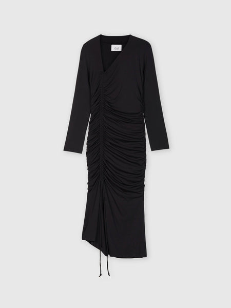ruched asymmetrical dress Modal Ruched Asymmetric Midi Dress Ivory / L