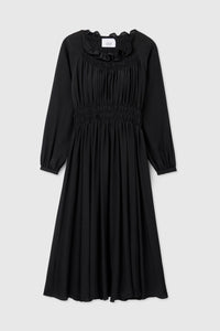 Signature Silk Shirred Midi Dress - dāl the label-Black