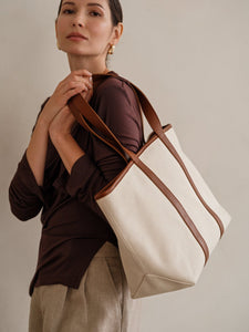 Structured Tote Bag - dāl the label-Tan