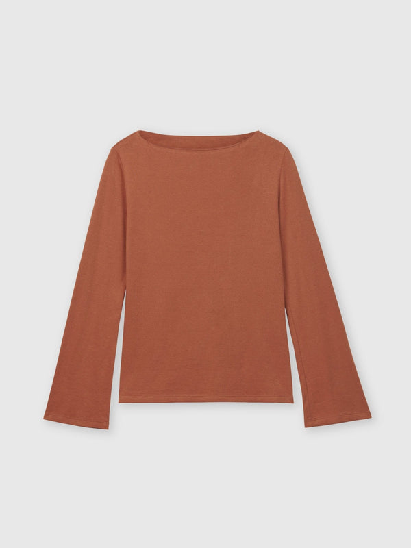 Wool Blend Boatneck Sweater - dāl the label-Brown