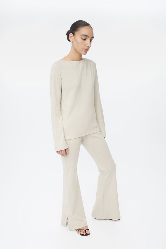 Wool Blend Boatneck Sweater - dāl the label-Oat