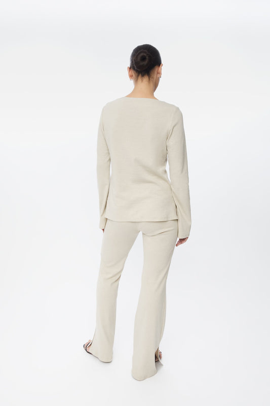 Wool Blend Boatneck Sweater - dāl the label-Oat