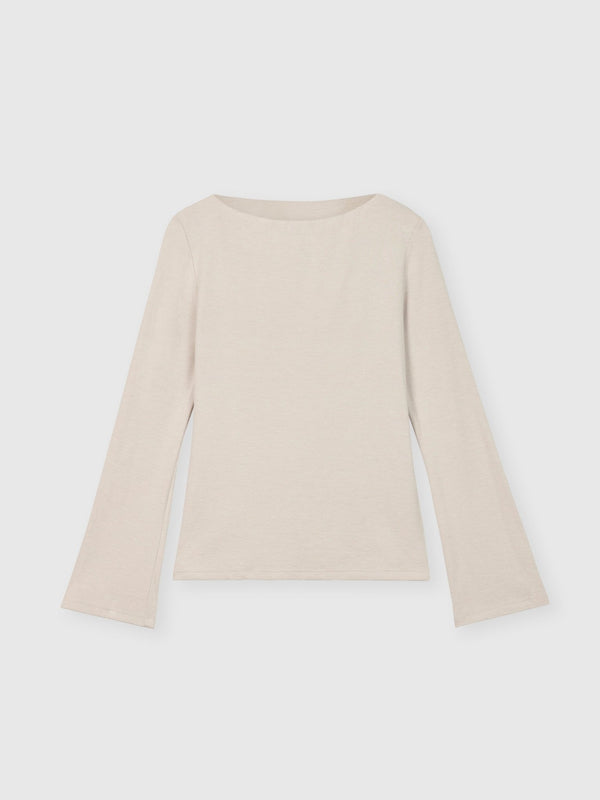 Wool Blend Boatneck Sweater - dāl the label-Oat