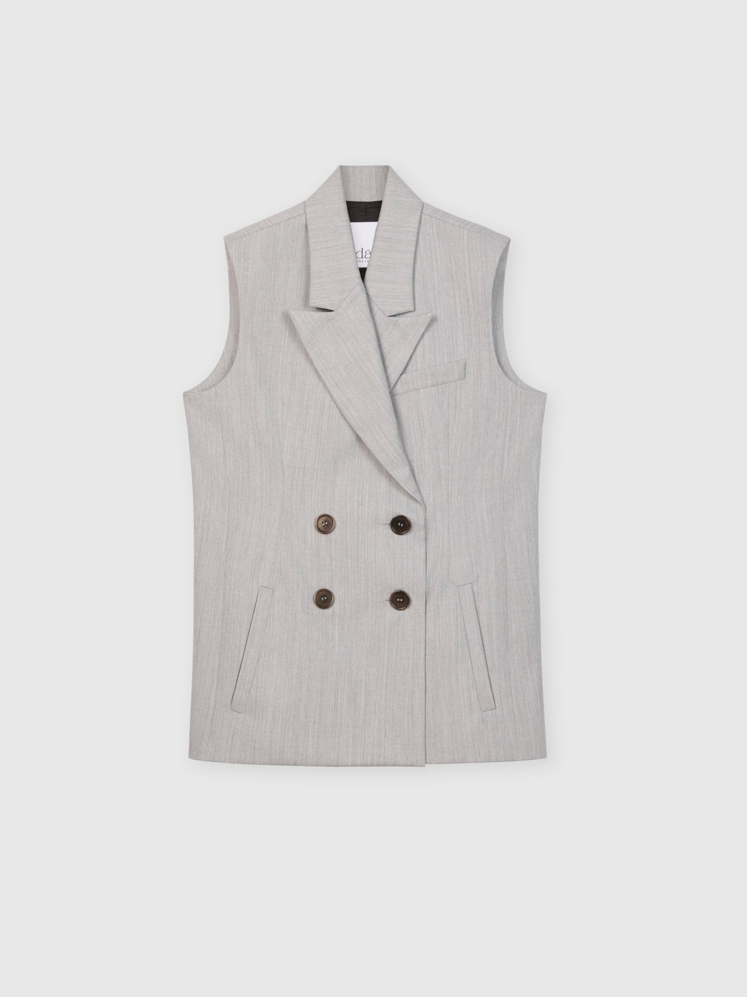 Wool Double-Breasted Vest - dāl the label-Light Grey