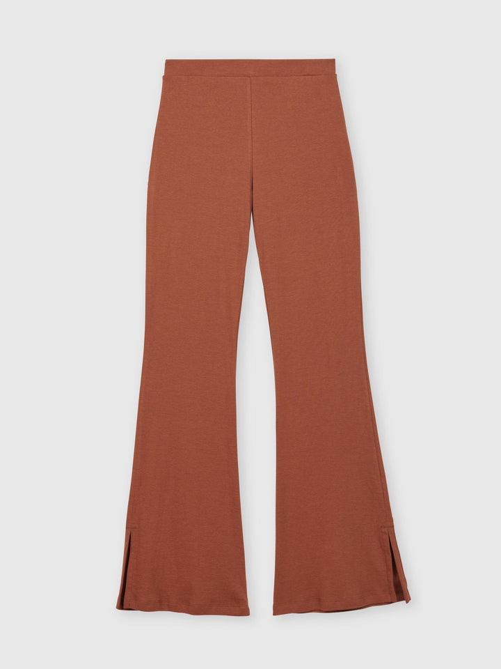 Wool Knit Flared Leg Pants - dāl the label-Brown
