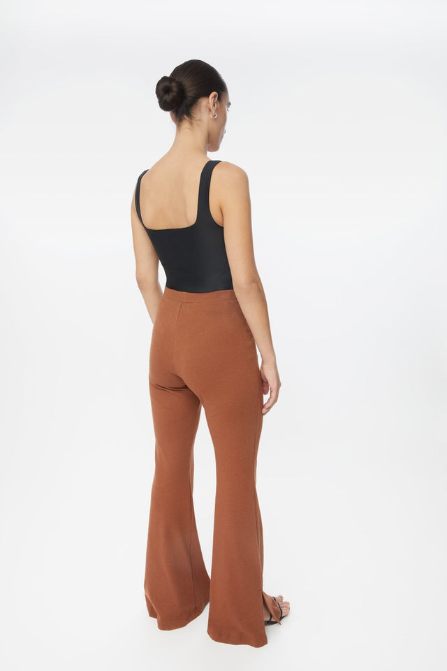 Wool Knit Flared Leg Pants - dāl the label-Brown