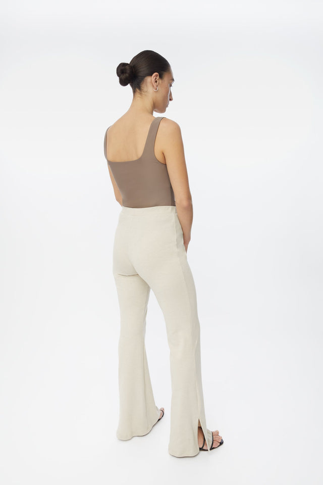 Wool Knit Flared Leg Pants - dāl the label-Oat