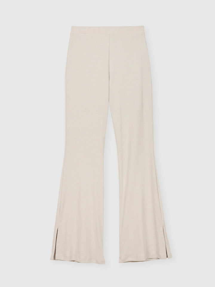 Wool Knit Flared Leg Pants - dāl the label-Oat
