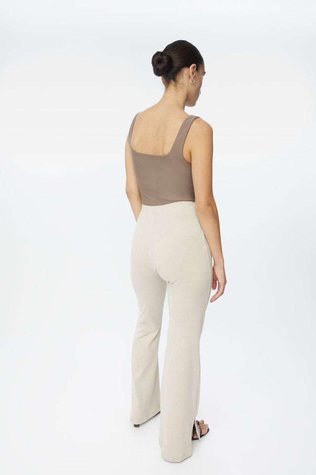 Wool Knit Flared Leg Pants - dāl the label-Oat